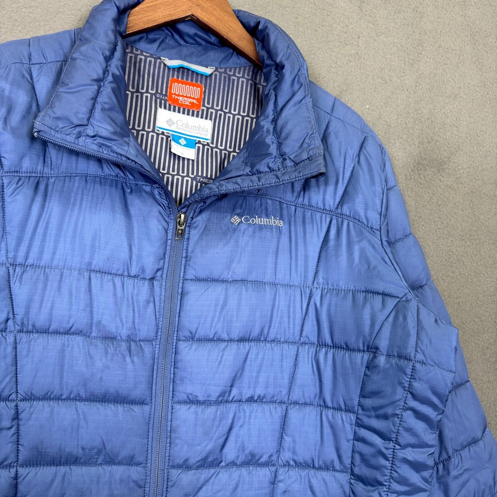 Columbia Puffer Jacket Women 1X Blue Thermal Coil Quilted Insulated Winter Snow - Picture 3 of 8